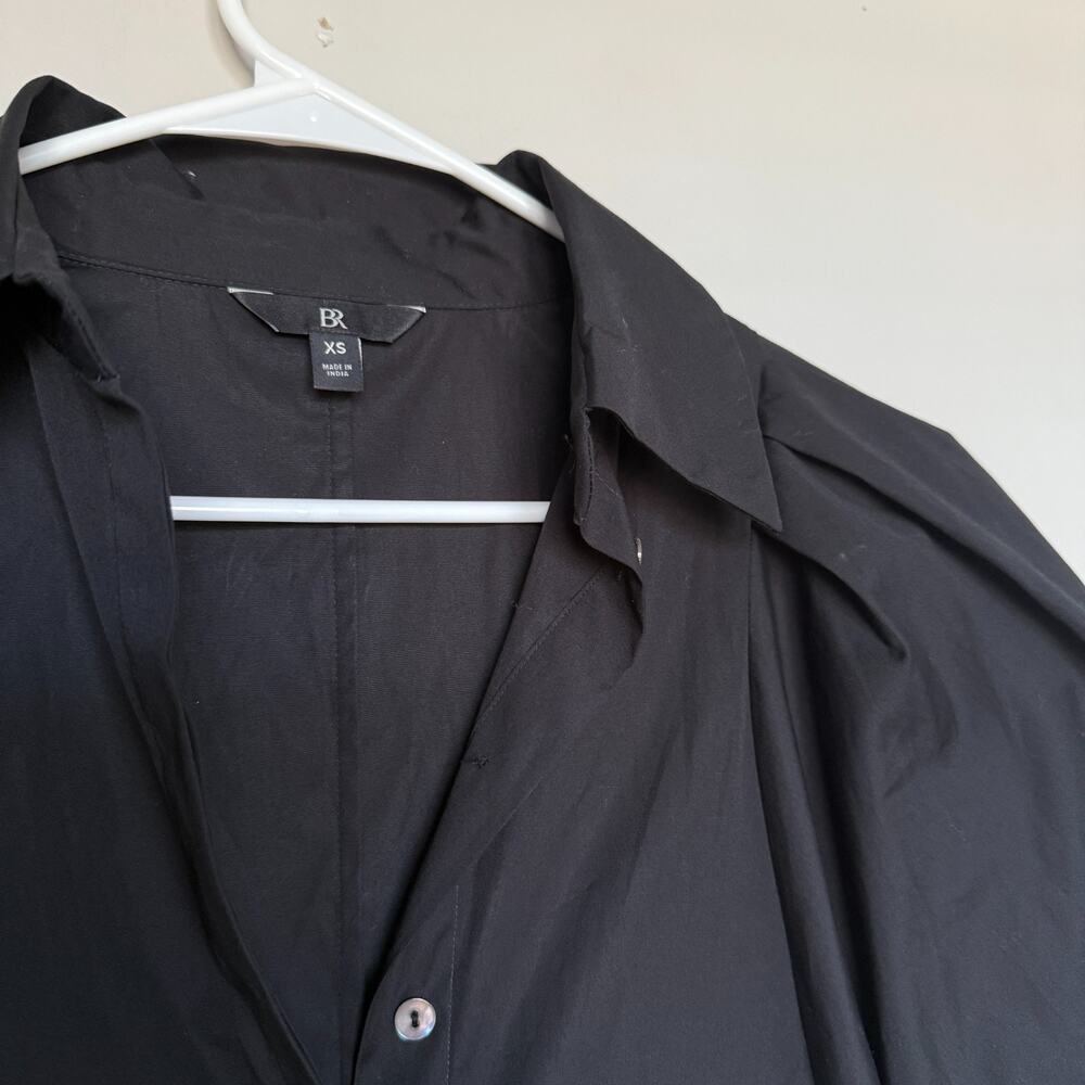 BANANA REPUBLIC Womens Seamed Poplin Shirt XS Black Minimalist Office Corpcore - Picture 4 of 7